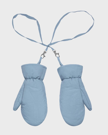 Light blue recycled wool free mittens sustainable winter style