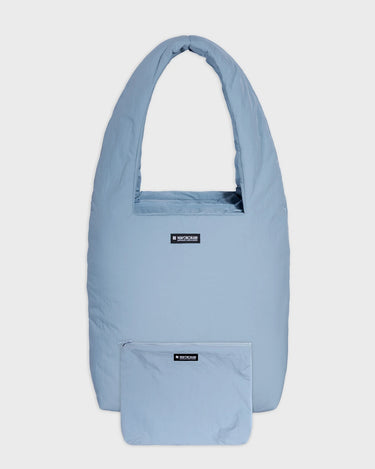 Light blue vegan handbag with cosmetic pouch planet friendly