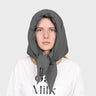 Light grey recycled warm hooded scarf cruelty free accessory