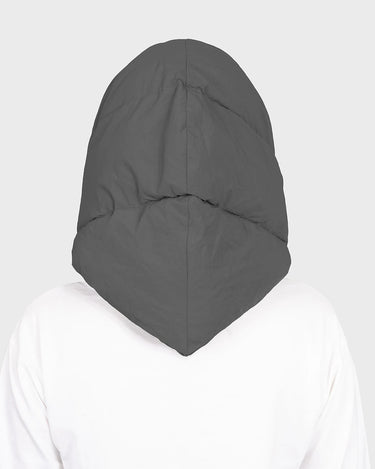 Light grey vegan knit hooded scarf cruelty free winter style