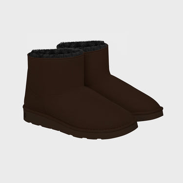 Luxury dark brown vegan ankle boots with faux fur