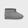Luxury light grey vegan ankle boots with faux fur