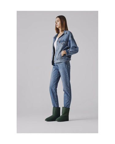 Minimal style green vegan boots