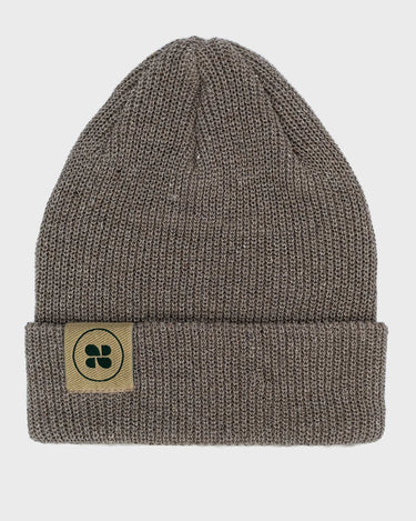 Beige knit beanie from recycled materials – eco accessory