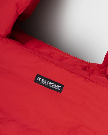 Red faux leather shoulder bag with pouch eco conscious style