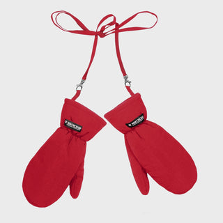 Red recycled fabric mittens eco conscious winter accessory