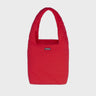Red vegan handbag with cosmetic pouch planet friendly