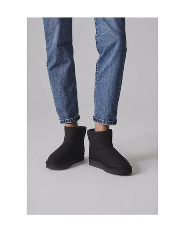 Stylish vegan charcoal black short boots with crystals – sustainable chic