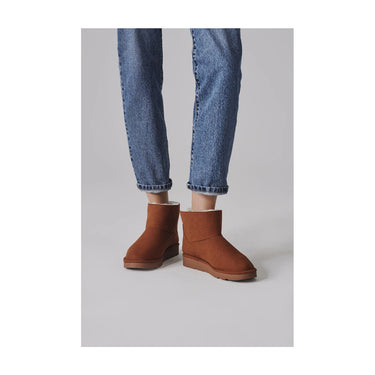 Sustainable brown vegan ankle boots with glitter crystal embellishments