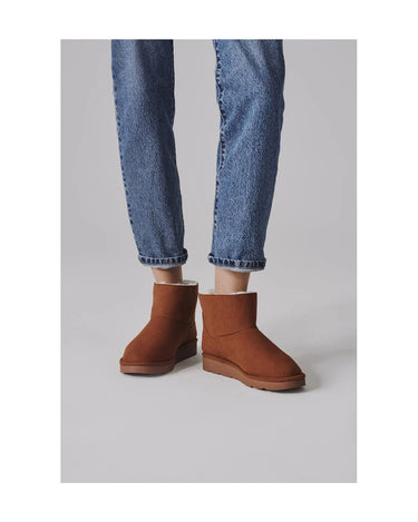 Sustainable brown vegan ankle boots with glitter crystal embellishments