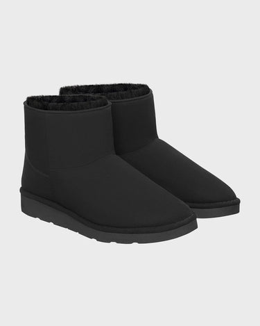 Sustainable charcoal black vegan short boots with crystal design