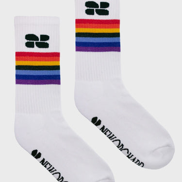 Sustainable vegan pride socks with rainbow colors