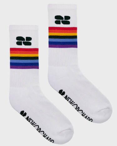 Sustainable vegan pride socks with rainbow colors