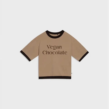 Sustainable vegan slogan top brown