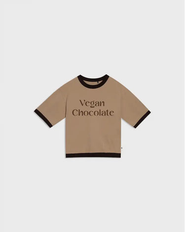 Sustainable vegan slogan top brown
