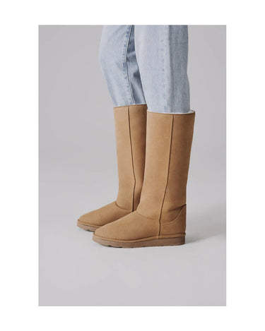 Vegan beige tall boots with glamour crystal style – eco choice