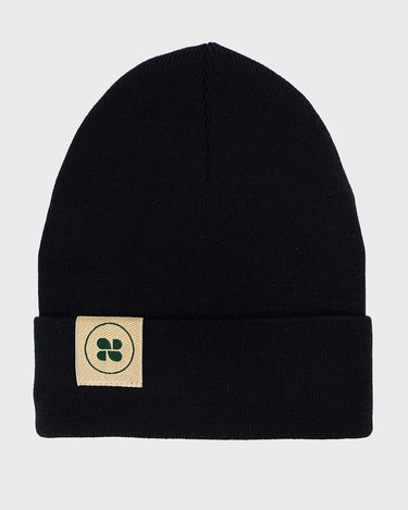 Vegan black cuffed beanie – eco and warm