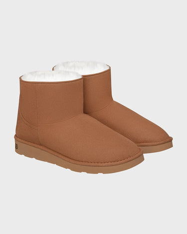 Vegan caramel ankle boots with sparkle – luxury winter footwear