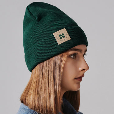 Vegan olive green beanie – eco-friendly knit hat