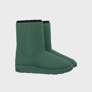 Vegan warm boots in green with faux fur