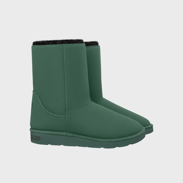 Vegan warm boots in green with faux fur