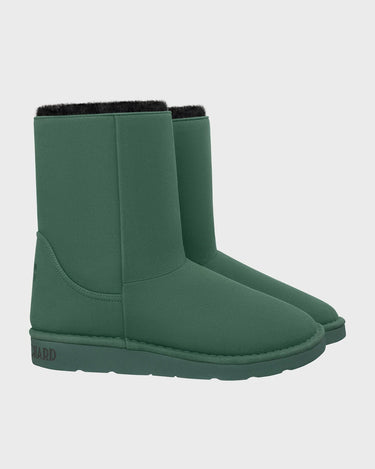 Vegan warm boots in green with faux fur