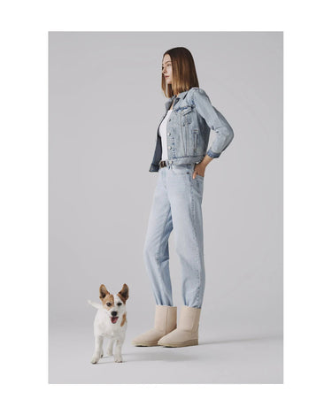 Vegan warm boots in off-white with faux fur