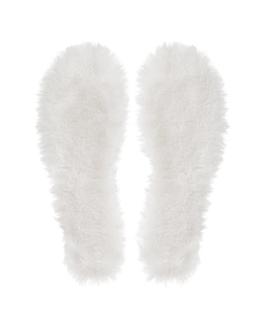 Vegan white faux fur shoe insoles – eco-friendly winter warmth