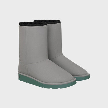 Vegan winter boots in grey with green sole – mid-calf