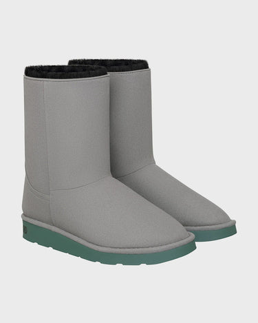Vegan winter boots in grey with green sole – mid-calf