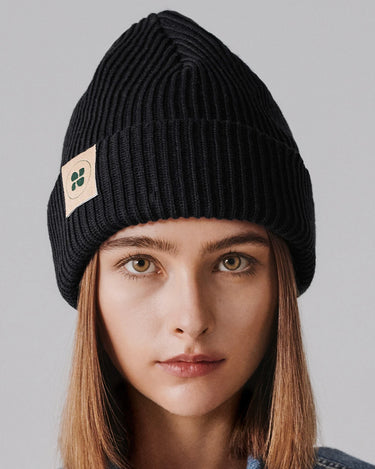 Winter black knit hat – warm and stylish